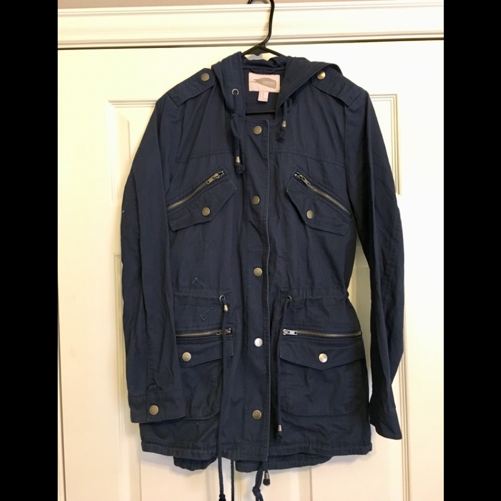 Lined Navy Forever 21 Jacket with hood